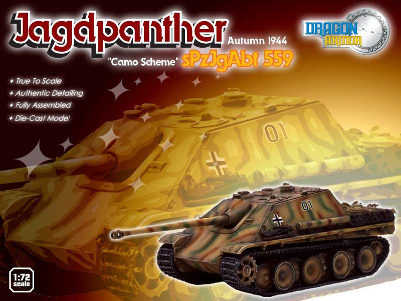 Dragon Models 1/ 72nd Scale Armor Sd.Kfz.173 Jagdpanther, Early Production, s.Pz.jg.Abt. 559 "Camo Scheme" ,Autumn 1944#60006