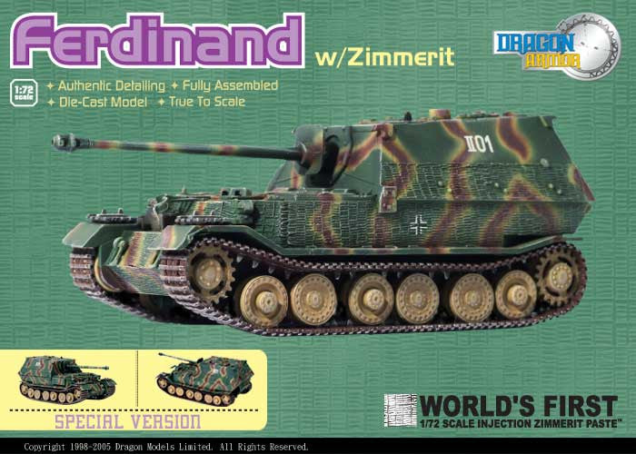 Dragon Models 1/ 72nd Scale Armor Sd.Kfz 184 Ferdinand sPzJgAbt 654 , Eastern Front 1943 #60054
