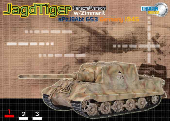 Dragon Models 1/ 72nd Scale Armor Sd.Kfz.186 JagdTiger (Henschel Version) w/zimmerit, sPzJgAbt 653, Gernany 1945 #60109