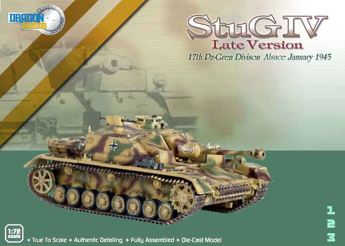 Dragon Models 1/ 72nd Scale Armor StuG IV Late Version, 17th Pz-Gren Division, Alsace, January 1945 #60117