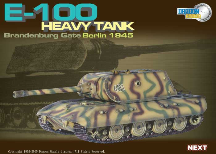 Dragon Models 1/72nd Scale Armor Series German WWII E-100 Heavy Tank, Brandenburg Gate, Berlin 1945 #60155