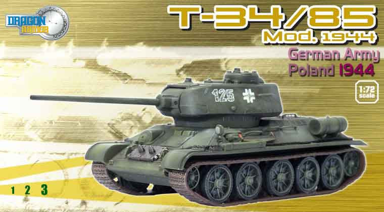Dragon Models 1/ 72nd Scale Armor T-34/85 Mod. 1944, German Army, Poland 1944  #60249