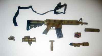 DAM Toys Loose 1/6th M4 Rifle Weathered (Tan) w/Accessories #DAM4-W303