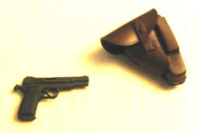 Dragon Models Loose 1/6th Scale WWII German Browning Hi-Power Pistol w/German Holster (Brown) #DRL1-W043