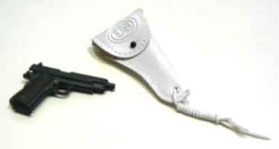Dragon Models Loose 1/6th Scale WWII US M1911 Colt Pistol "working slide w/Leather Holster (White) #DRL3-W006