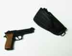 Dragon Models Loose 1/6th Scale Modern Military Beretta Model 92 (Wood Grips) w/M12 Holster (Black) # DRL4-W108