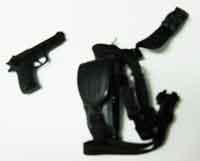 Dragon Models Loose 1/6th Scale Modern Military Beretta Model 92 w/Drop Down M12 Holster (Black) & Pouch # DRL4-W109