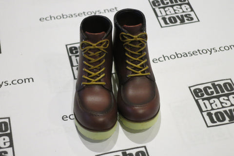 MCC Toys Loose 1/6th Dr. Martens Pascal Boots - Pair (Dark Brown/Yellow) #MCC4-B100