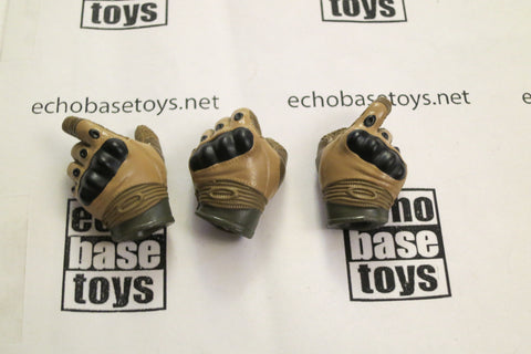 FLAG SET Loose 1/6th Gloved Hand Set (Pair+1,TN/BK,Oakley) Modern Era #FSL4-HS026