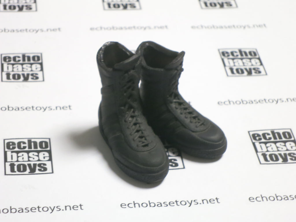 Blue Box Loose 1/6th Scale Modern Foot Wear Adidas Style Tactical Boots Blacl color (used b SAS, SWAT, other Law Enforcement Agencies #BBL4-F101