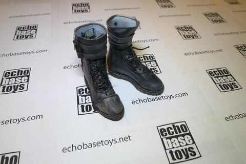 MR. TOYS Loose 1/6th Boots - Combat, Buckles (Black,Weathered) #MZL4-B200