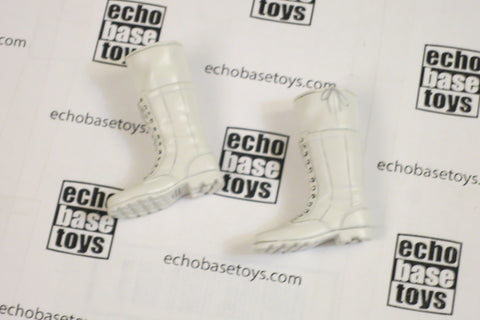 HOT TOYS 1/6th Loose Boots - Tactical Combat - Female Size (Pair,White,Inner Gaiter) #HTL9-B100