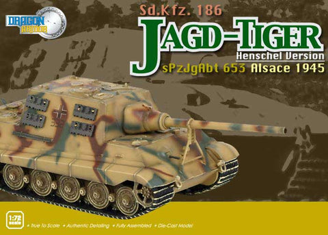 Dragon Models 1/72nd Scale Armor Series German WWII Jagd-Tiger (Henschel Version) Sd.Kfz.186 sPz.JgAbt.653, Alsace 1945 #60014