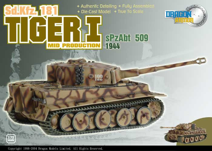 Dragon Models 1/72nd Scale Armor Series Sd.Kfz.181 Tiger I (Mid production), sPzAbt 509, 1944 #60019