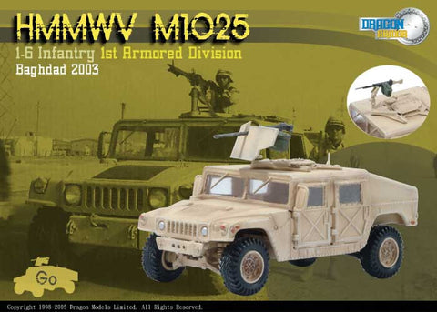 Dragon Models 1/ 72nd Scale Armor Series Modern HMMWV M1025, 1-6 Infantry, 1st Armored Division, Baghdad 2003 #60050