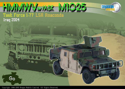 Dragon Models 1/ 72nd Scale Armor Series Modern HMMWV w/ASK M1025, Task Force 1-77, LSA Anaconda, Iraq 2004 #60066