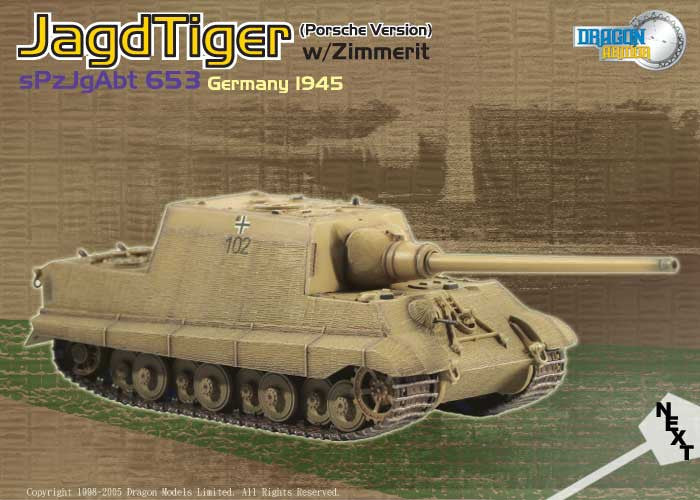 Dragon Models 1/ 72nd Scale Armor Sd.Kfz.186 JagdTiger (Porsche Turret) w/zimmerit, sPzJgAbt 653, Germany 1945  #60112