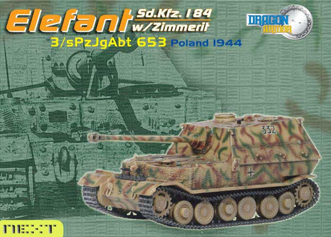 Dragon Models 1/ 72nd Scale Armor Sd.Kfz.184 Elefant w/zimmerit, 3/sPzJgAbt 653, Poland 1944 #60123