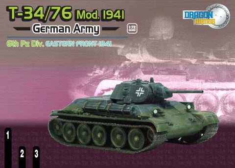 Dragon Models 1/ 72nd Scale Armor T-34/76 Mod. 1941, German Army, 6th Pz Div., Eastern Front 1941 #60151