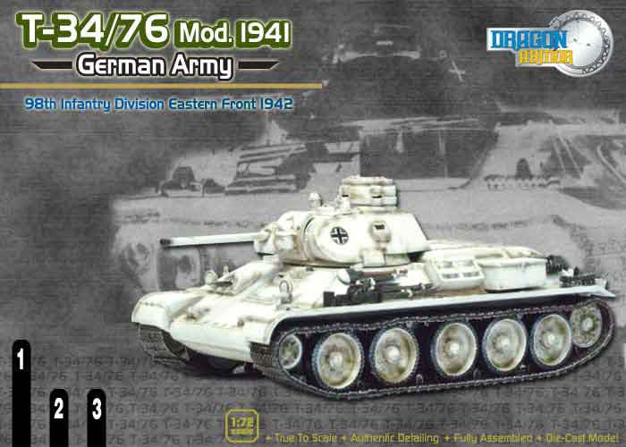 Dragon Models 1/ 72nd Scale Armor  T-34/76 Mod. 1941, German Army, 98th Infantry Division, Eastern Front 1942#60152