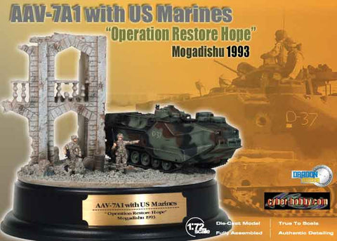 Dragon Models 1/72nd Scale Armor Series AAV-7A1 with US Marines "Operation Restore Hope", Mogadishu 1993, with Diorama Base #60194