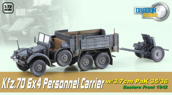 Dragon Models 1/ 72nd Scale Armor 1:72 Kfz.70, 6x4 Personnel Carrier w/3.7cm Pak 35/36, Eastern Front 1942 #60517