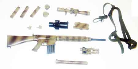 DAM Toys Loose 1/6th SR-25 Rifle Weathered w/Accessories (Tan) #DAM4-W400