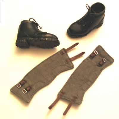 DID Loose 1/6 WWII German Boots (Pair,Ankle,Mountain,Black,w/Gaiters) #DID1-B106