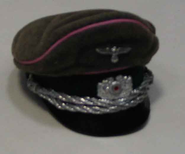 Dragon Models Loose 1/6th Scale WWII German M37 Field Cap w/cords-Panzer Officer's rose-pink piping #DRL1-D318