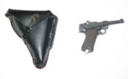Dragon Models Loose 1/6th Scale WWII German Luger P'08 "working toggle" w/holster leather (Black) #DRL1-W014