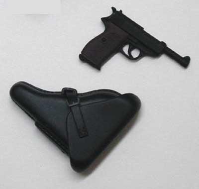 Dragon Models Loose 1/6th Scale WWII German Walther P38-(grey) "working Slide" w/holster (Black) #DRL1-W024