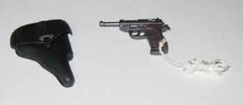 Dragon Models Loose 1/6th Scale WWII German Walther P38-(grey) "working slide" w/lanyard (white) w/holster (Black) #DRL1-W027