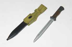 Dragon Models Loose 1/6th Scale WWII German Bayonet (Dark brown wood grip) w/frog (Tan) #DRL1-X107