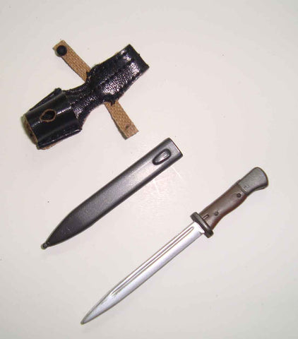 Dragon Models Loose 1/6th Scale WWII German Bayonet (Brown wood grip) w/leather black frog #DRL1-X114