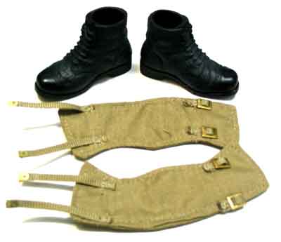 Dragon Models Loose 1/6th Scale WWII British Boots w/Gaiters (Khaki) Cloth metal ends #DRL2-F103