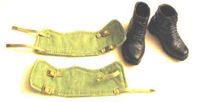 Dragon Models Loose 1/6th Scale WWII British Boots w/Gaiters (OD) Cloth metal ends #DRL2-F104