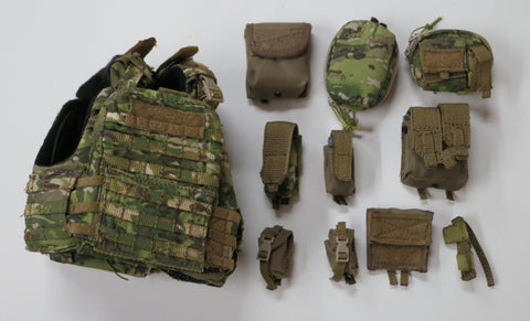 FLAG SET Loose 1/6th CP Cage Armor Chassis Gen2 w/Pouches Multi-cam Modern Era #FSL4-Y301
