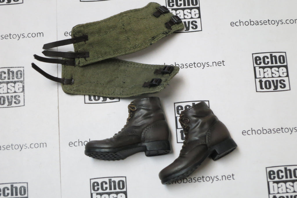 Dragon Models Loose 1/6th Scale WWII German Ankle Boots Brown w/Cloth Gaiters #DRL1-B225