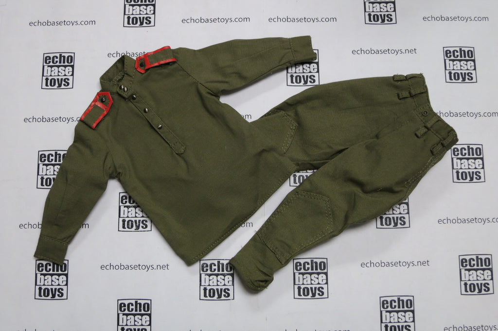 Dragon Models Loose 1/6th Scale WWII Russian Shirt (OD) "no pockets" w/trousers "Corporal" piping (Red) #DRL5-U109