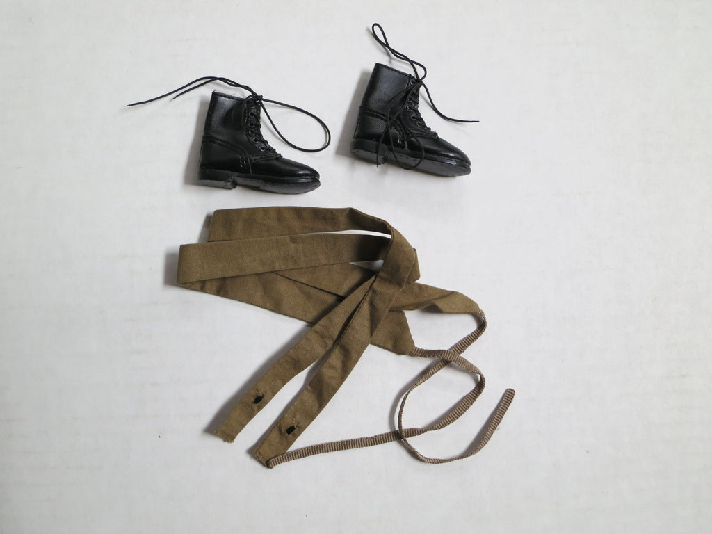 TOYS CITY Loose 1/6 WWII Russian Boots (Pair, Fabric, Ankle, Black, w/Putees) #TCL5-B110