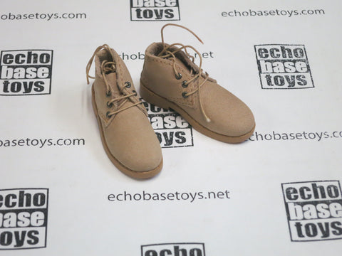 UJINDOU Loose 1/6th WWII British Boots - Pair, Leather, Chukka (Tan/Light Brown) #UJL2-B201A