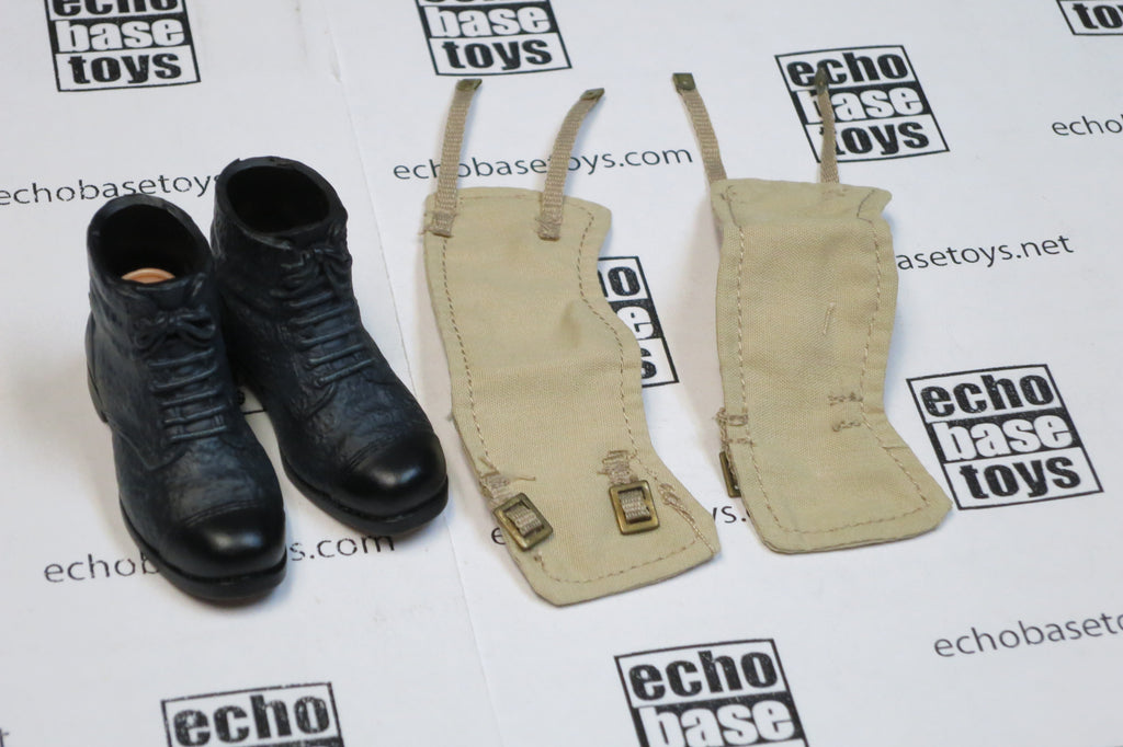 Dragon Models Loose 1/6th Scale WWII British Boots w/Gaiters (Tan) Cloth metal ends #DRL2-F105