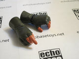 Dragon Models  Loose 1/6th Nomex Fingerless Gloved Hands (OD) Pistol Grip w/Watch Molded in #DRNB-H402