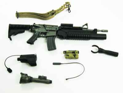 Play House Loose 1/6th Scale Modern M4A1 SOPMOD Rifle (w/M203 & Acc.) #PHL4-W200