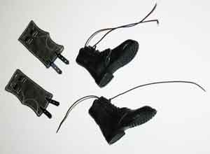Soldier Story Loose 1/6th WWII German Ankle Boots Leather (Black) w/ Gaiters (Green) #SSL1-B410